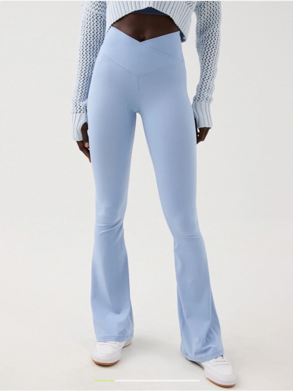 OFFLINE Aerie Real Me High Waisted Crossover Flare Leggings Light Blue LONG